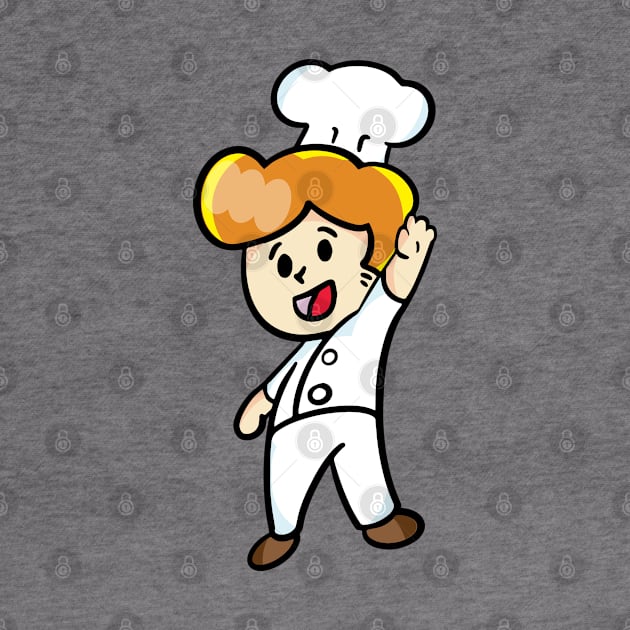 chef cartoon character  drawing by Sabai Art